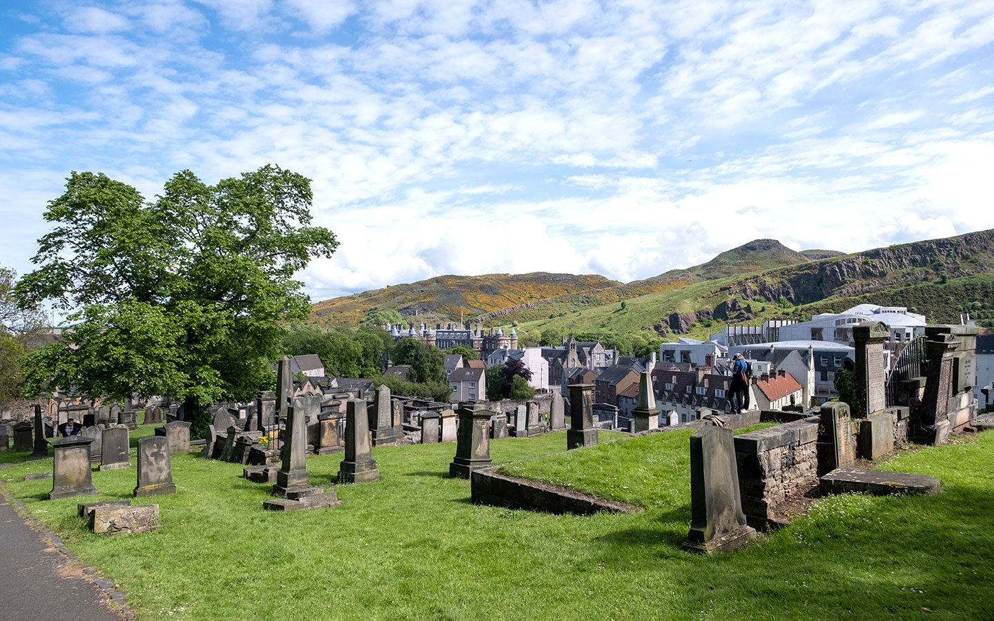 Views across Edinburgh from the New Calton Burial Ground