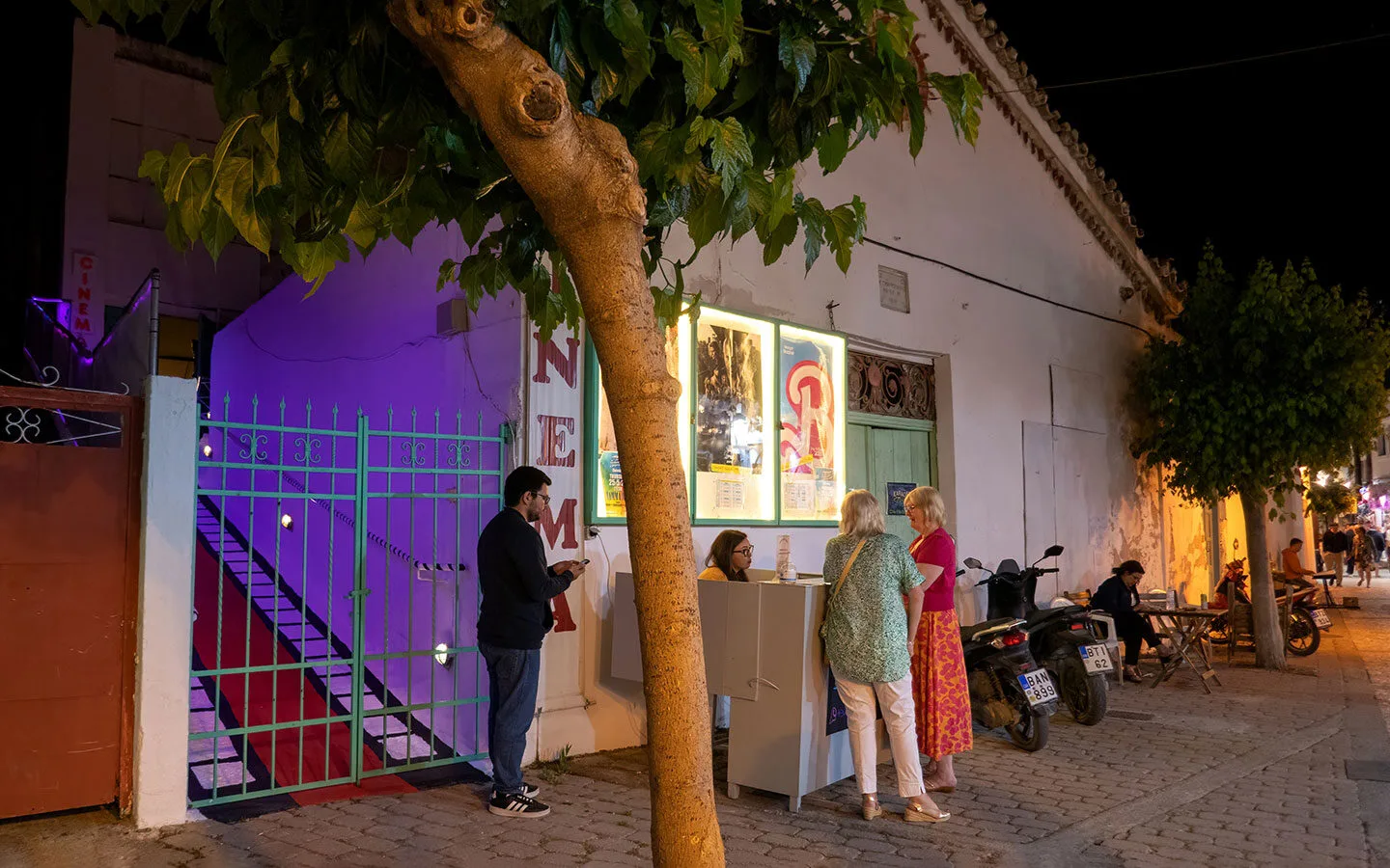 Skiathos Town's outdoor cinema showing Mamma Mia