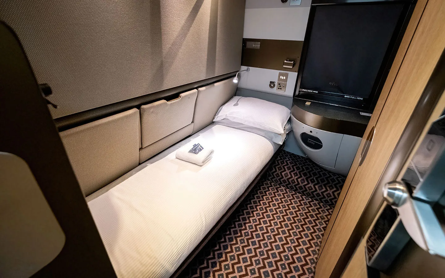 A solo cabin on the Night Riviera Sleeper