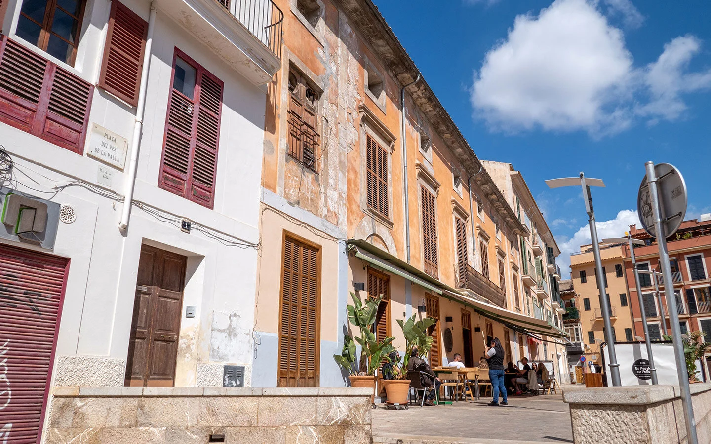 Colourful buildings in Palma's old town, the Casco Antiguo