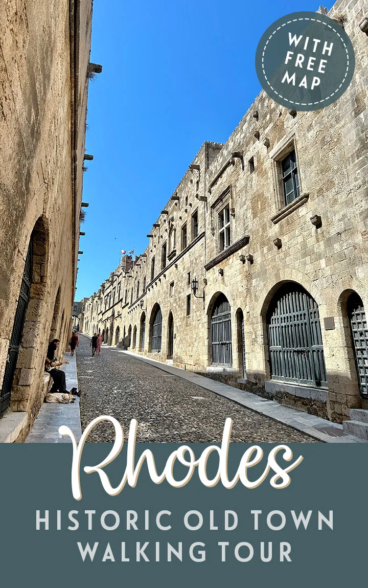 Explore the medieval heart of the Greek island of Rhodes with this free self-guided walking tour of Rhodes Old Town, featuring palaces, museums, squares and viewpoints – map and directions included  | Walking tour of Rhodes Town | What to see in Rhodes Old Town | Things to do in Rhodes Town | Rhodes Town self guided walking tour | Rhodes Town guide