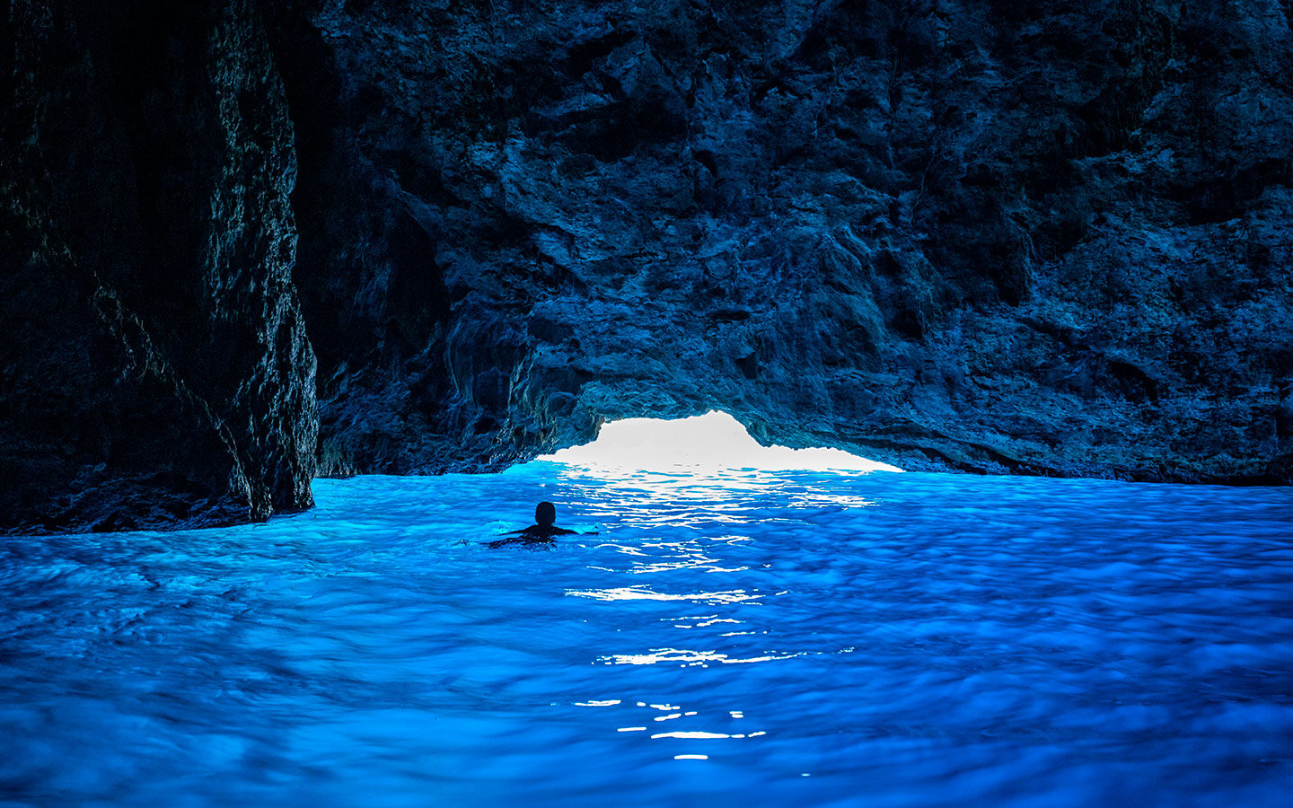 Swimming in the Blue Cave in Kastellorizo