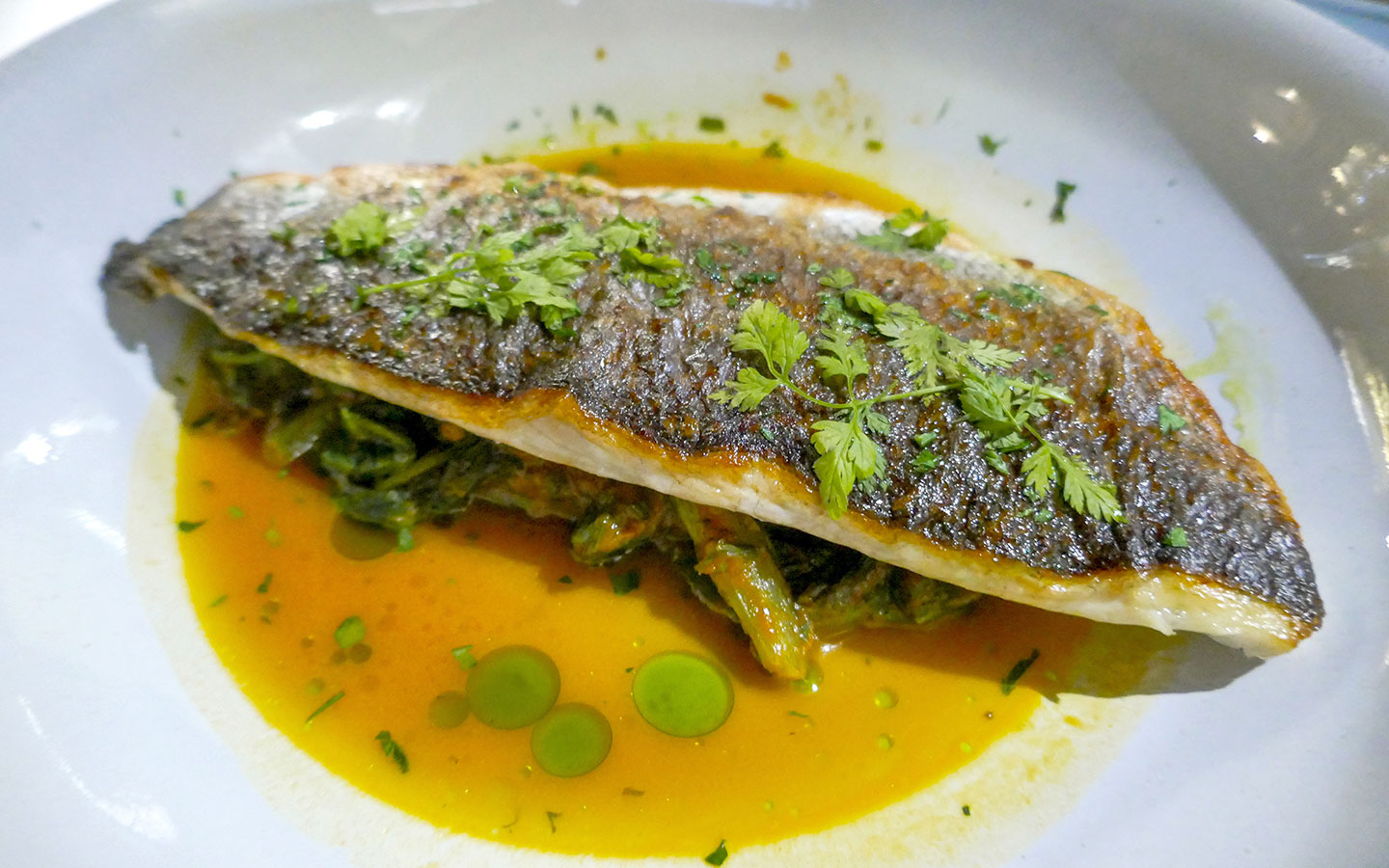 Sea bream at Mikra Agglia Hydra restaurant Hydra