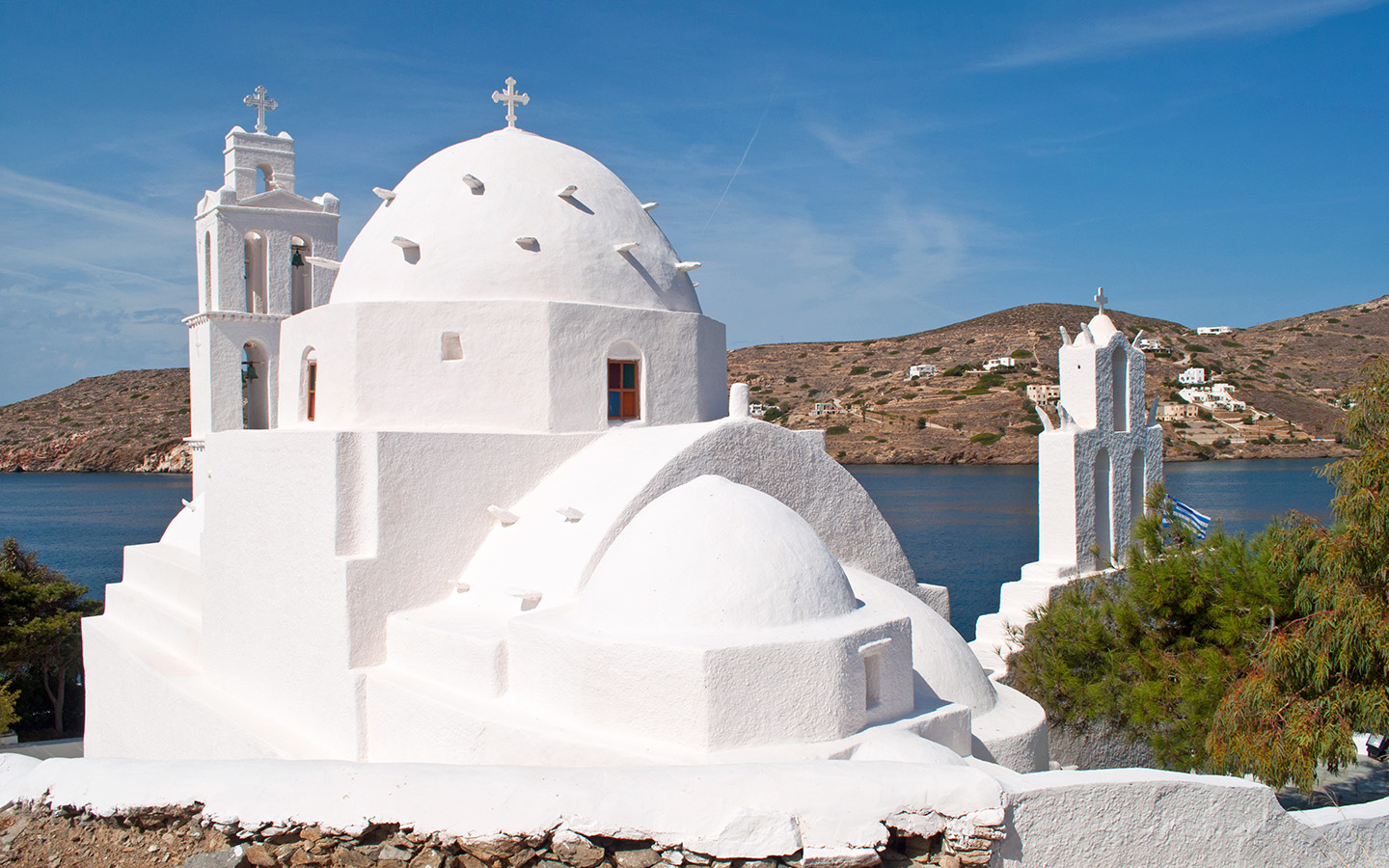 Whitewashed church in Ios Greece