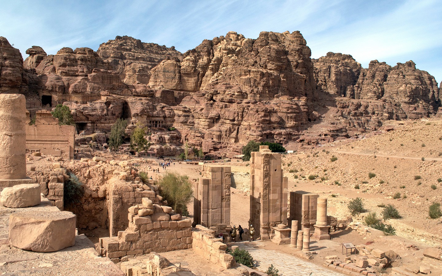 Looking out over the triumphal arch and into Petra's city centre